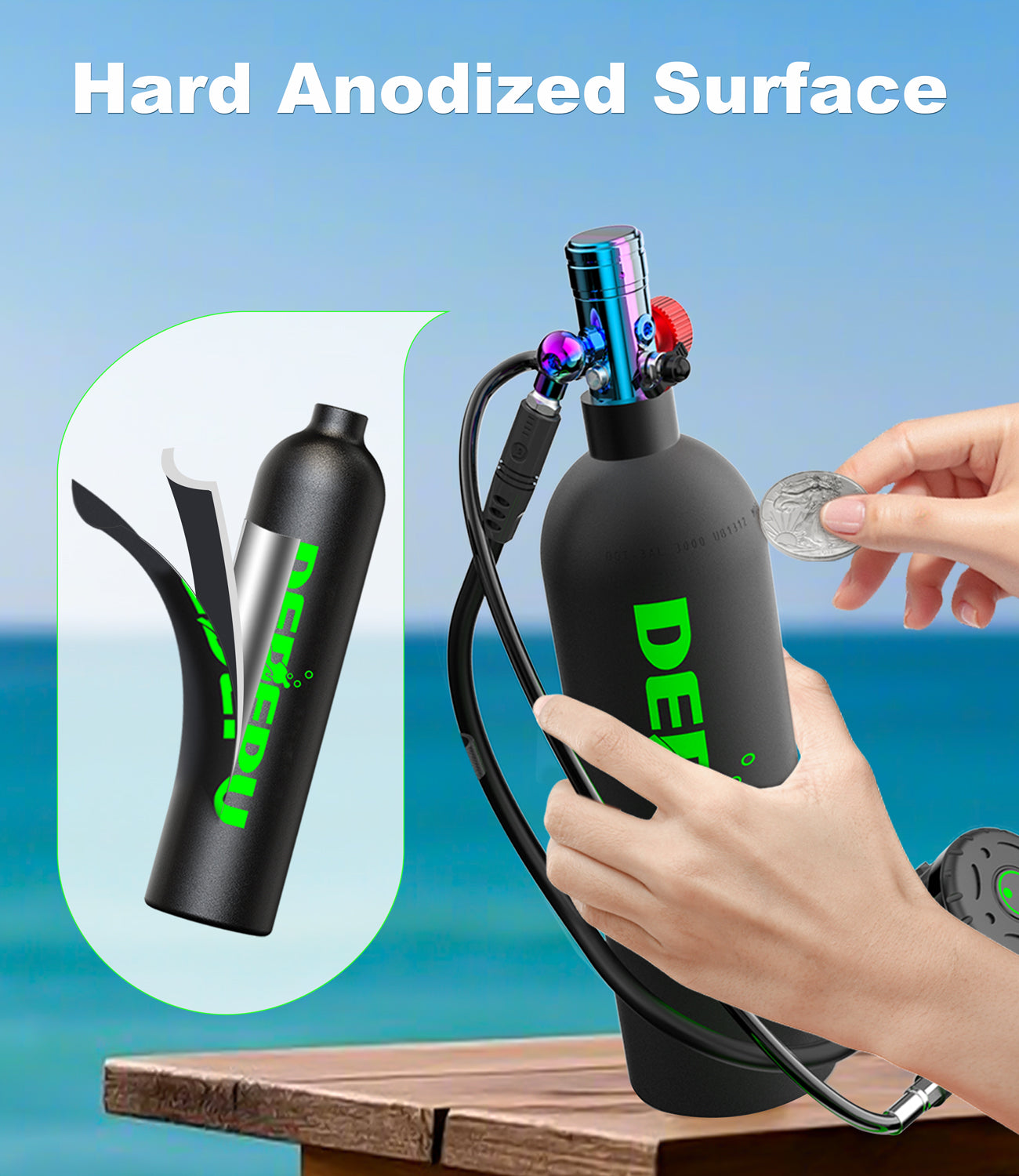 DEDEPU D600 2.3L diving tank-Hand Anodized Surface
