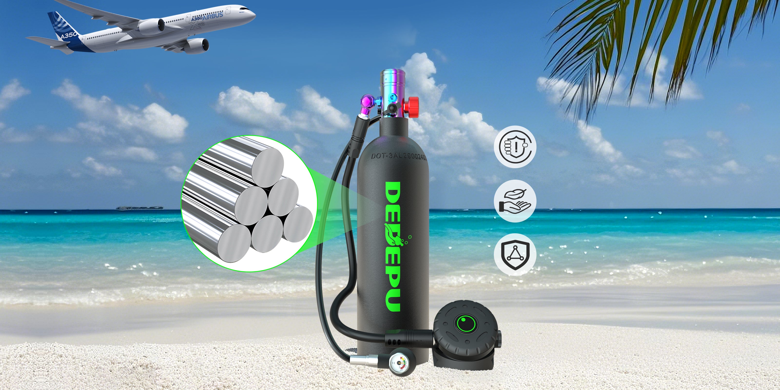 DEDEPU D600 2.3L scuba tank-Premium Alloy