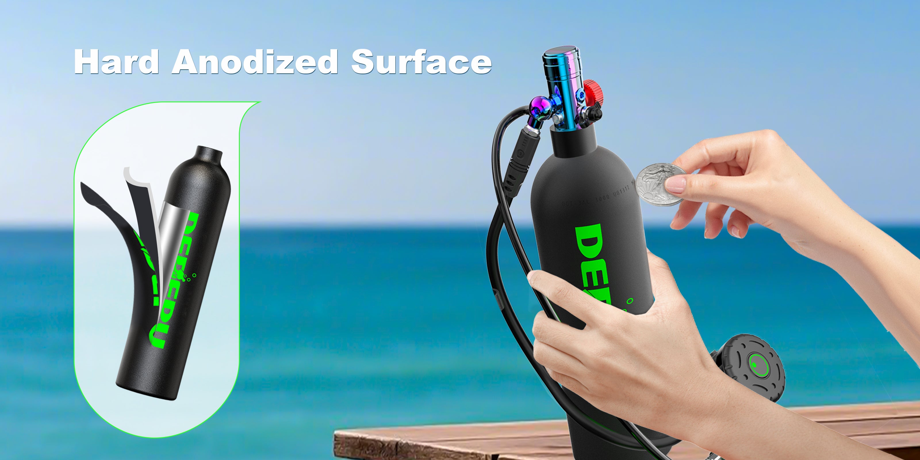 DEDEPU D600 2.3L diving tank-Hand Anodized Surface