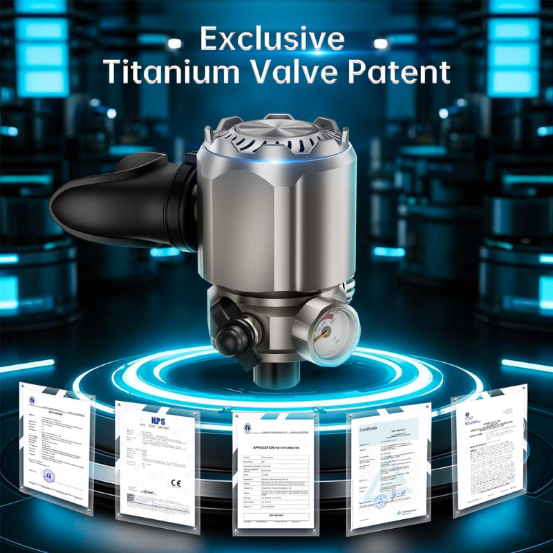 Orca series scuba tank with titanium valve Exclusive titanium valva patent
